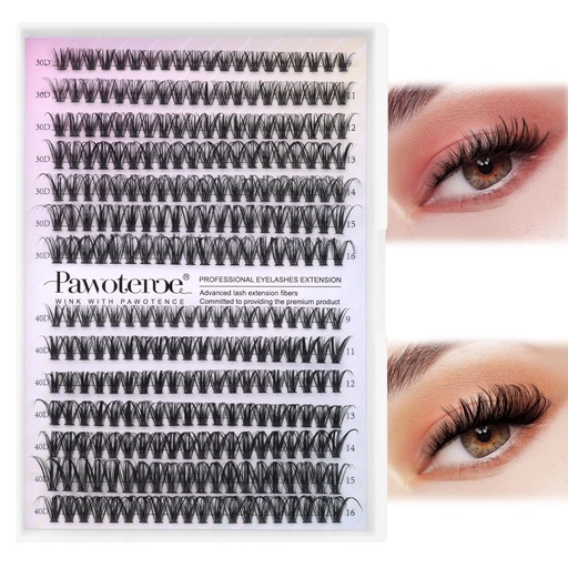 [BRSROZL5OR6RMYA4] Pawotence Lash Clusters 280pcs Individual Lashes 30D 40D Cluster Eyelash Extensions 9-16mm Eyelash Clusters Lash Extensions for Self Application (30D&40D, 0.07D, 9-16mm)