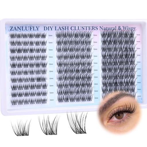 [BRSRAGQTCQNRGFI7] Lash Clusters Wispy Eyelash Clusters Natural CC-Curly Cluster Lashes zanlufly Wispy Individual Lashes 180Pcs Eyelash Extension 10 12 14MM DIY Lash Extension