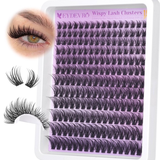[BRSRAHT4OB7WMFLO] EYDEVRO Wispy Lash Clusters Natural Eyelash Clusters 9-18mm Cluster Eyelash Extensions CD Curvature 192 Pcs Manga Cluster Lashes Individual Lashes DIY Lash Extensions