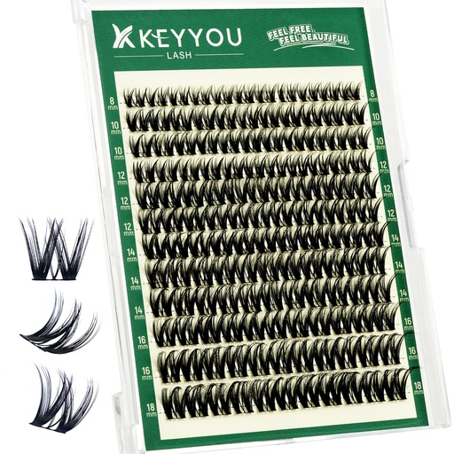 [BRSRGY3QBECWAYL6] KEYYOU Flora Lash Clusters Flaunt Eyelash Clusters D Curl Cluster Eyelash Extensions 8-18mix False Eyelashes 132pcs Classic Wispy Natural Lash Cluster with Spikes（F01）