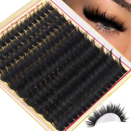 [BRSREFAECUCAMA3L] Volume Lash Clusters with Spiky Manga Lash Clusters 300D Eyelash Clusters 10-18MM Thick Wispy D Curl Cluster Eyelash Extensions 3D Fluffy Cluster Eyelash Extensions by FANXITON