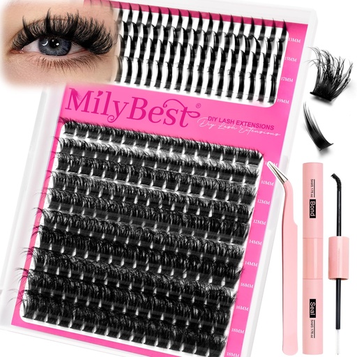 [BRSREFAOCMNG2H33] Lash Clusters Kit 100D Manga Eyelash Clusters with DIY Spikes 13-19MM Spiky Volume Cluster Eyelash Extensions Wispy Individual Lash Extensions Kit Anime Lashes Cluster Bond & Seal Tweezer by MilyBest