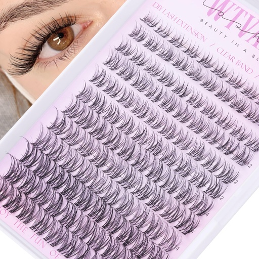 [BRSREZQEBYFRSHQ3] Natural Lash Clusters Venus Wispy Cluster Eyelash Extensions Invisible Thin Band Eyelash Cluster 8-16mm DIY Lash Extensions with Clear Band Individual Lashes Clusters Natural Look by WTVANE