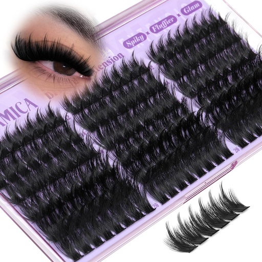 [BRSREBT3PIMBSCLL] Spiky Lash Clusters Volume Eyelash Clusters Wispy Lashes Clusters Manga Cluster Eyelash Extensions 12-20mm D Curl Individual Lashes 200D Fluffy Cluster Lashes for DIY Lash Look by Yawamica