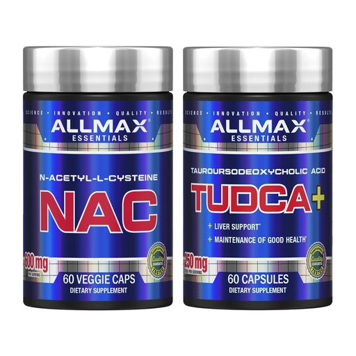 [BRSRYYYECJ5A4ADG] ALLMAX NAC + TUDCA+ Liver Support Stack – Antioxidant & Detox Support Supplement for Liver Health – 60 NAC + 60 TUDCA+ Capsules