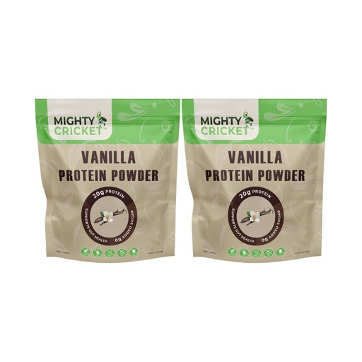 [BRSRMFTQPJ4AKDY7] Mighty Cricket Protein Powder. 20g Clean Prebiotic Cricket Protein. No Sugar, Low Carbs, Gluten & Dairy Free. Keto & Paleo, 100% Natural Ingredients. Vanilla, 2 lb (Pack of 2)