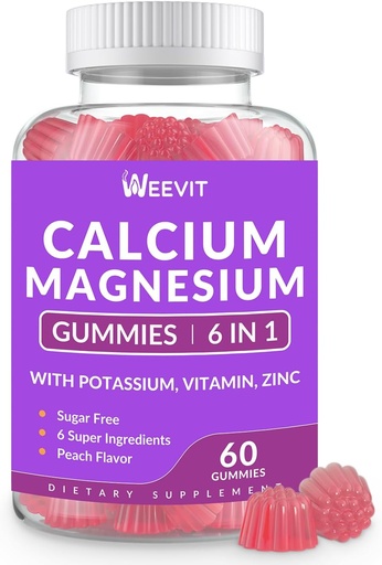 [BRSRAYIFBUAQ2GY4] Sugar Free Calcium Gummies Supplement 600mg, Calcium Magnesium Zinc Gummies with Vitamin D3 K2, Potassium, High Absorption CA Gummy for Bone, Teeth & Muscle