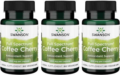 [BRSWGAANDIGWM2D7] Swanson Full-Spectrum Coffee Cherry-Herbal Supplement Promoting Immune System Support & Delivering Essential Phytonutrients-Natural Overall Wellness Support-(60 Veggie Capsules, 200mg Each) 3 Pack