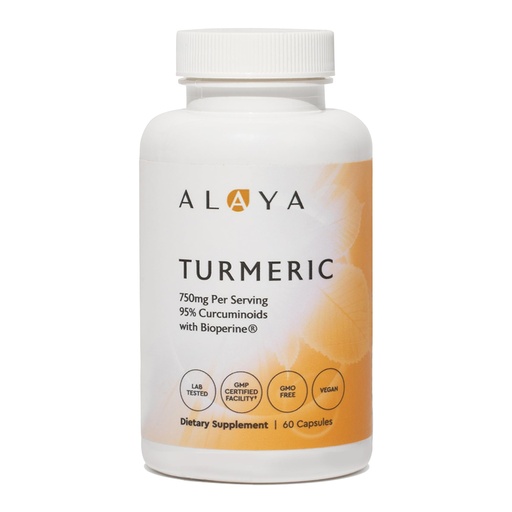 [BRSWGGIYBUIWK2Y4] Alaya Naturals Turmeric Curcumin Supplement with BioPerine – 750mg Per Serving, 95% Curcumin Extract Turmeric Capsules for Joint Comfort, Mobility & Absorption – Non-GMO, Vegan, Lab Tested