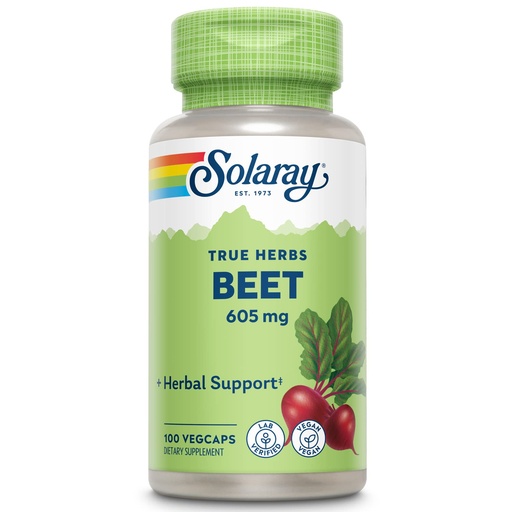 [BRSWIYTYO4GBQHL2] SOLARAY Beet Root 605mg | May Support Cardiovascular Health & Athletic Performance, Kidney, Liver & Blood Health | Non-GMO | Vegan | 100 VegCaps