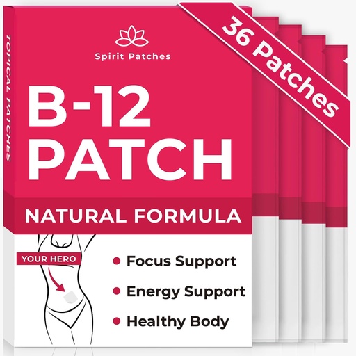 [BRSRMBL7O4HAGF3L] B12 Patches (Pack of 36) - 100% naturlige vitamin patches for kvinner, energi, fokus og kroppsstøtte, selvklebende gjennomsiktige patches - forbedret formel