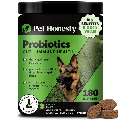 [BRSROZA3B5YWOFI3] 6 Billion CFU Dog Probiotics with Prebiotics, Digestive Enzymes, & Fiber - Relief for Occasional Diarrhea, Gas, Bloating & Itchy Skin - Daily Gut Health & Immune Support for All Dogs (Pumpkin, 180 ct)