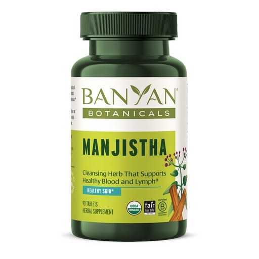 [BRSWKH35B4MWOEI5] Banyan Botanicals Organic Manjistha – Natural Skin Support & Lymphatic Drainage Supplement – Red Root Blood Cleanse for Clear Complexion – 90 Tablets – USDA Organic, Fair Trade