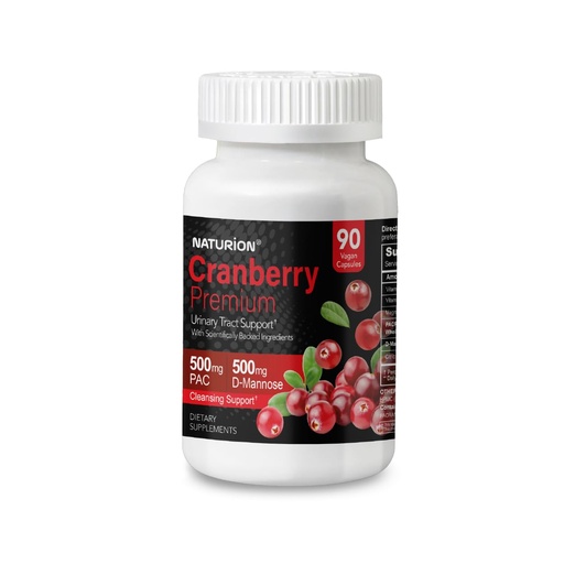 [BRSRAAIBO5YQI3TO] Cranberry Premium - Urinary Tract Support with PACRAN Cranberry Extract & D-Mannose, 500mg - 90 Vegan Capsules, 45 Day Supply