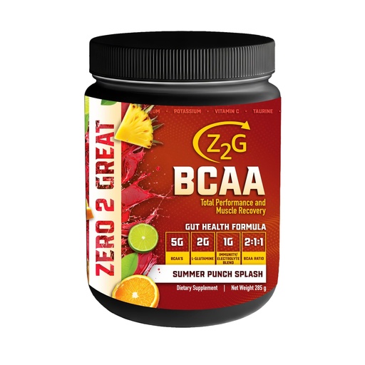 [BRSREHQ5PIPBQYDF] Z2G BCAA Powder – Summer Punch Splash | Gut Health + Total Performance & Muscle Recovery with 5g BCAAs, 2g L-Glutamine, 1g Immunity Electrolytes | Easy to Mix | Sugar-Free, Gluten-Free, Dairy-Free