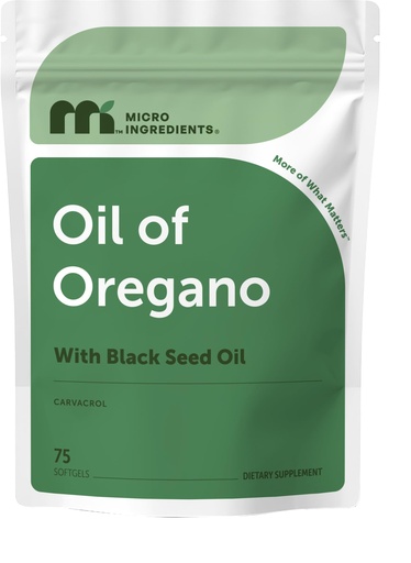 [BRSRGGA5DMFA2FLU] Micro Ingredients Oil of Oregano with Black Seed Oil, 75 Softgels | 2-in-1 Oregano Oil & Black Seed Oil Complex | 4X Strength Carvacrol & Thymoquinone Formula, Plant Based | Non-GMO, No Gluten