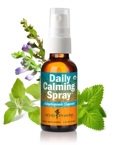 [BRSRMCDQCQFGMFDV] Herb Pharm Herbs on The Go Certified Organic Daily Calming Portable Spray, Adaptogenic Support*, 1 Ounce