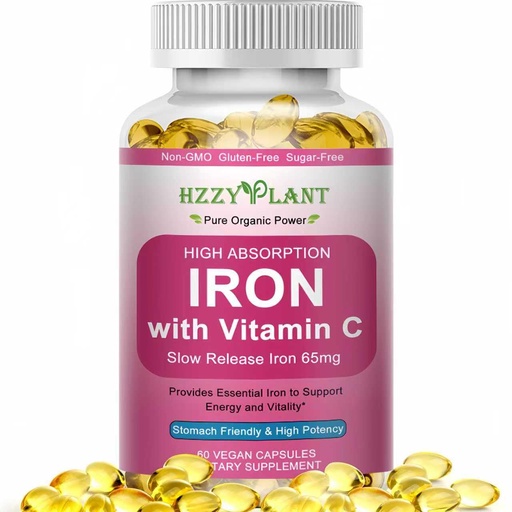 [BRSRECD6PN4G22A2] Iron Supplement for Women - High Absorption Iron Supplement with Vitamins C for Iron Level & Energy Support - Stomach Friendly Iron Softgels - Vegan | Non-GMO | Gluten Free | 60 Days Supply