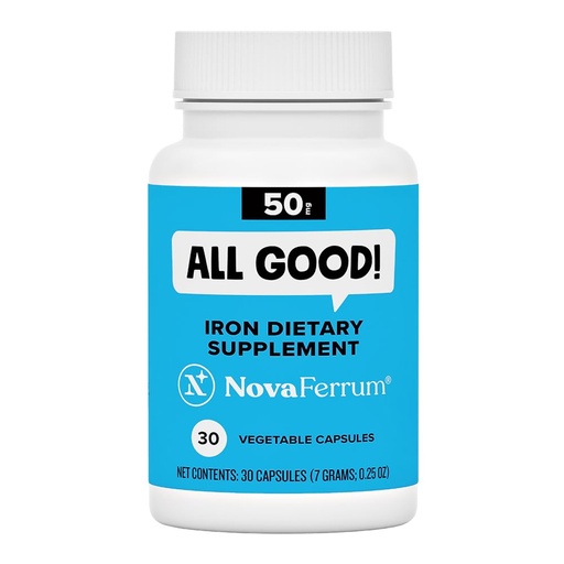 [BRSREZL5O4MQ43AV] NovaFerrum All Good | Iron Capsule Supplements for Adults | Anemia | 50mg of Iron | 30 Servings | Sugar Free