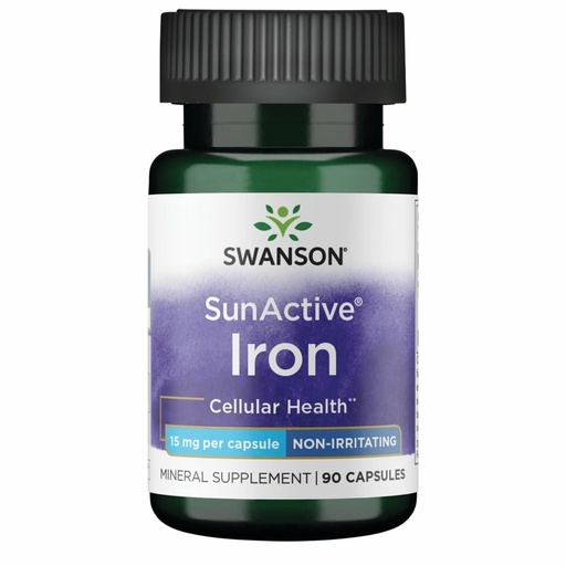 [BRSWGEL4AEIAIFDP] Swanson Sunactive Non-Irritating Iron 15 Milligrams 90 Capsules