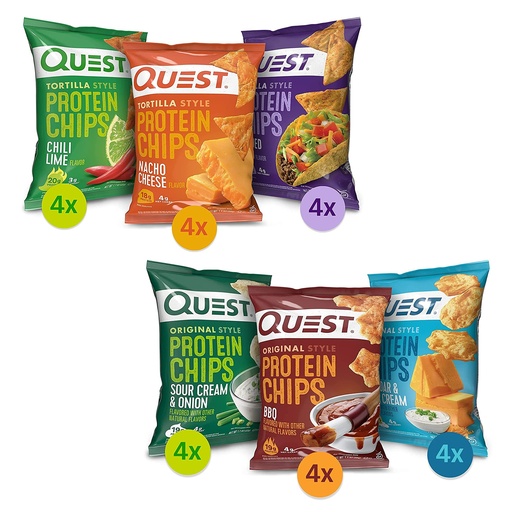 [BRSRM2TQCEBQAADO] Quest Nutrition Protein Chips Variety Pack Bundle, High Protein, Low Carb, 24 Count