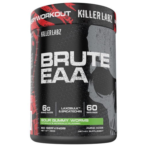 [BRSROYA3OYJRAHI4] KILLER LABZ Brute EAA Branched Chain & Essential Amino Acids | 6g of Aminos to Accelerate Recovery and Lean Mass Gains 60 Servings (Sour Gummy Worms)