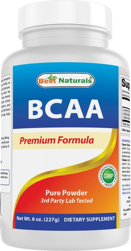 [BRSWKHDZB4MAGD3P] Best Naturals BCAA Powder 8 OZ Branch Chain Amino Acids Pharmaceutical Grade