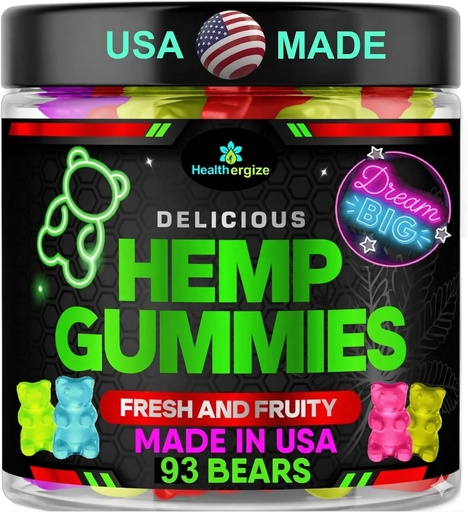 [BRSRGYI3CUFBADIZ] Hemp Gummies for Deep Sleep-Calm and Peace- Hemp Oil Gummy Bear Candy Edibles-Made in USA 93 Count