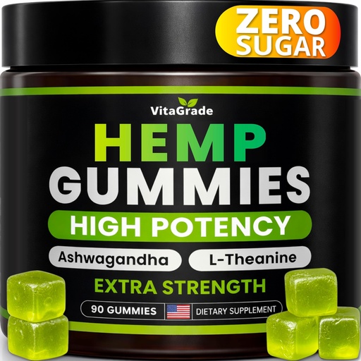 [BRSREAIEBENRAEQZ] Hemp Gummies - Zero Sugar - Extra Strength for Peace & Relaxation - Infused with Hemp Oil, Ashwagandha, L-Theanine - Tasty Relaxation Supplement - Natural Relief - 90 Ct - Formulated in USA