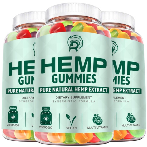 [BRSRGCAEOENGGDIV] Hemp Gummies (3 Pack) for Sleep, Pain, Anxiety - High Potency Extra Strength Hemp Oil Gummies - Low Sugar Organic Bear Edible Candy Hеmp Supplement Gummy