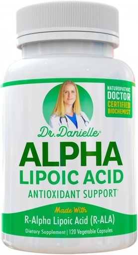 [BRSWIGAYCMDBWGA7] Alpha-Lipoic Acid by Dr. Danielle, Neuropathy Support, Non-GMO, Gluten-Free, Vegan, Soy-Free, Promotes Healthy Blood Sugar, Alpha R Lipoic Acid R-ALA, R-ALA, 120 Veggie Caps