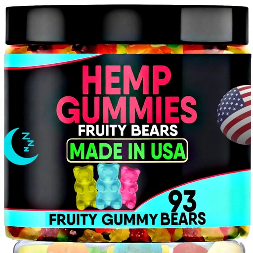 [BRSREZA3OENBUETU] Hemp Gummies for Sleep, Edibles for Peace, Relaxation and Calm-Hempseed Oil InfusedGummy Bears Candy-Made in USA-93 Count