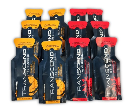 [BRSWEBL3BZYWCCT5] Transcend 15g Glucose Gel - Orange & Strawberry Assortment (12)
