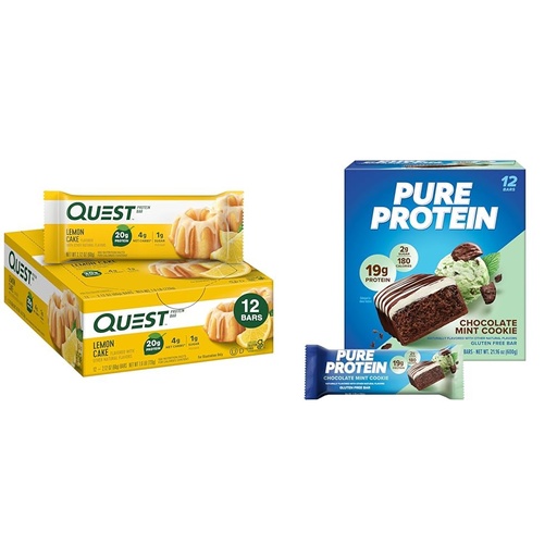 [BRSRAYY3OIGWYG34] Quest Nutrition Lemon Cake Protein Bars, 12 Count & Pure Protein Chocolate Mint Cookie Protein Bars, 12 Count