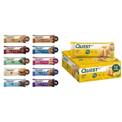 [BRSROCYPCAMQO2TK] Quest Nutrition Ultimate Variety Pack Protein Bars, High Protein, Low Carb, Gluten Free & Lemon Cake Protein Bars, High Protein, Low Carb, Gluten Free, 12 Count