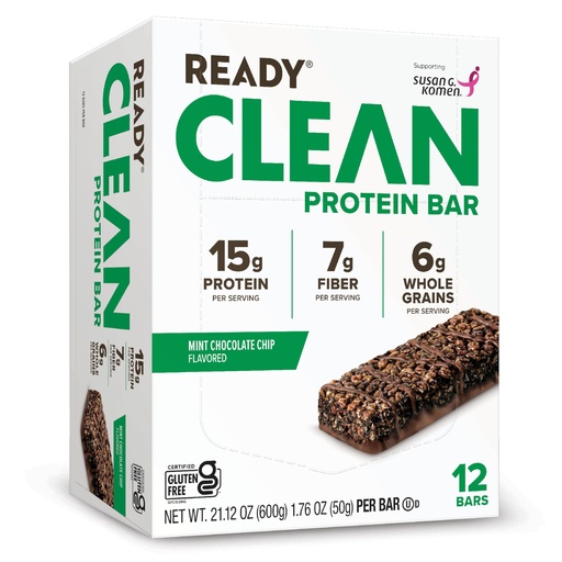 [BRSRGAYDDMIB4A32] Ready® Protein Bars – High-Protein Snack with 15g Whey Protein, With Flaxseeds and Omega-3s for Sustained Energy, Supports Lean Muscle and Recovery – Mint Chocolate Chip, 12 Pack