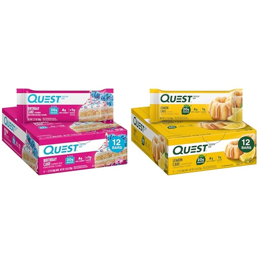 [BRSROCYPC4FQECIV] Quest Nutrition Birthday Cake Protein Bars, High Protein, Low Carb, Gluten Free, Keto Friendly, 12 Count & Lemon Cake Protein Bars, High Protein, Low Carb, Gluten Free, Keto Friendly, 12 Count