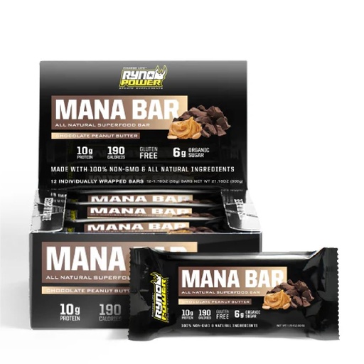 [BRSWGAQNBB7QIAD2] "Ryno Power Mana Protein Bar Caddy (12 Servings) 'Chocolate Peanut Butter'