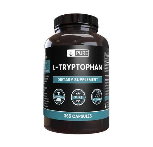 [BRSWYAIQPMGWYHYV] Pure Original Ingredients L-Tryptophan (365 Capsules) No Magnesium Or Rice Fillers, Always Pure, Lab Verified