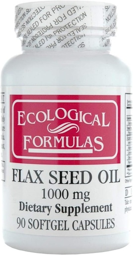 [BRSWIFQEAQBGC2Y7] Ecological Formulas Organic Flax Seed Oil 1000 Mg, White, 90 Count
