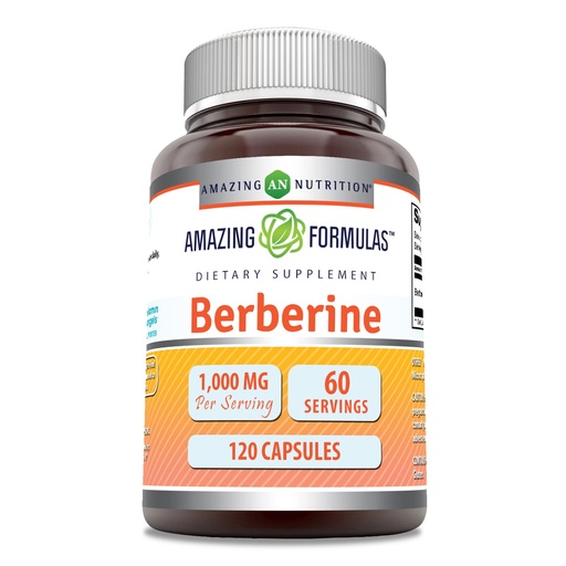 [BRSRMZD5PMFAYA3G] Amazing Formulas Berberine 1000mg Per Serving 120 Capsules Supplement | Non GMO | Gluten Free | Made in USA