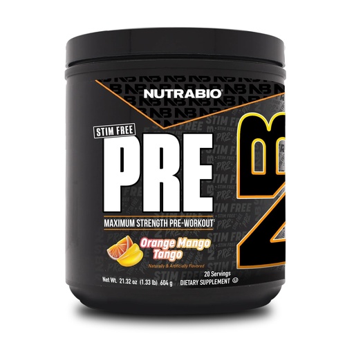 [BRSREZQ3CR5WMH3X] NutraBio STIM-Free PRE Workout for Men, NEW Non Stim Preworkout | Laser Focus, Extreme Pumps | Performance, Endurance | 10g Citrulline, Beta Alanine, Nitrates, Electrolytes - 20 Servings Orange Mango