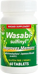 [BRSRAAQDAQBQAFAY] Wasabi Sulfinyl Supplement with Hexalaphane Japanese Wasabi (6-MSITC) 60 Tablets for 2 Month Supply - Improves Memory, Memory Pill, Brain Fog, Brain Health, Cognitive Supplement