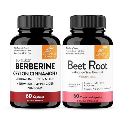[BRSRGFT6OYJR6C36] Sandhu's Blood Sugar Complex Bundle with Beetroot Powder Capsules (60 Count Each) | Supports Overall Wellness for Men & Women