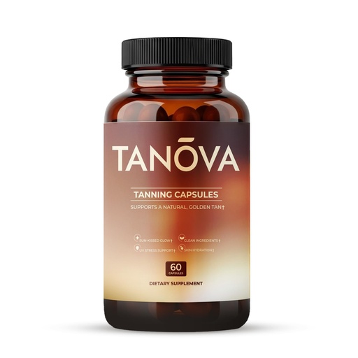 [BRSREFIBBZ5QG3TL] Tanova Tanning Pills – Supports a Natural Golden Glow, Skin Resilience & Anti-Aging Against Sun-Induced Oxidative Stress – with Astaxanthin, L-Tyrosine, Copper & Polypodium Leucotomos – 60 Capsules