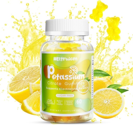 [BRSRAZAQCUJWGADH] Gummies de citrato de potasio, Gummies de magnesio de potasio, Suplemento de Potasio de 600 mg para cáñamo de la pierna, Gummies de glucocinato de magnesio, No Sugar