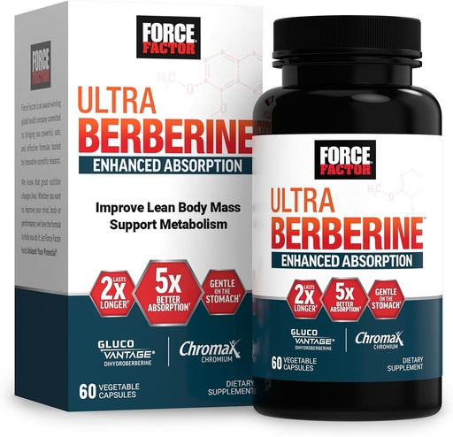 [BRSRAHACBYHWOYIZ] FOR FACTOR Ultra Berberine millorat Absorció, amb Ceylon Canyella, Dihydroberine & Chromium, 5X A avortament, 2X Longing, Massa corporal Promote Lean, 60 Vegetable Caps