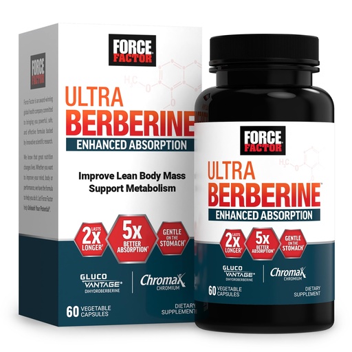 [BRSRAHACBYHWOYIZ] Force Factor Ultra Berberine, 60 Vegetable Capsules | Enhanced Absorption, With Ceylon Cinnamon, Dihydroberberine & Chromium, 5X Absorption, 2X Longer Lasting