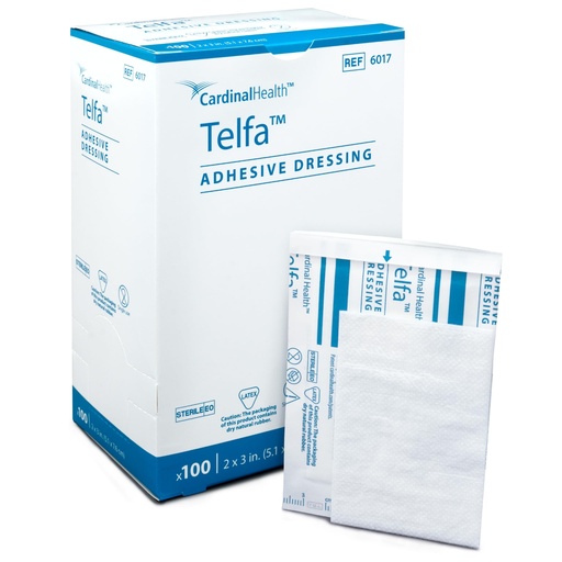 [BRSRGZQ2AUHQEEY6] Covidien 6017 Telfa Adhesive Dressing, Sterile 1's in Peel-Back Package, 2" x 3" (Pack of 100)