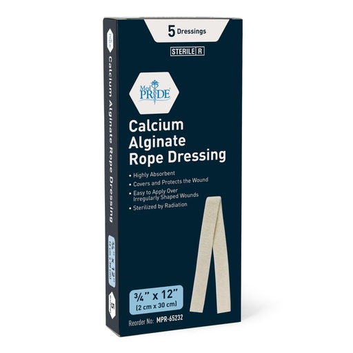 [BRSW2GAKCJ6WGALD] MED PRIDE Calcium Alginate Rope Dressing Pack of 5 Sterile Highly Absorbent for Gaping Wounds Burns Ulcers 2cm X 30cm
